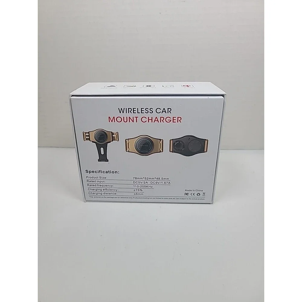 Wireless Car Charger & mount Qi Fast Charging Clamping Air Vent BLACK